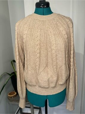 Philosophy Beige Cable-Knit Crewneck Sweater